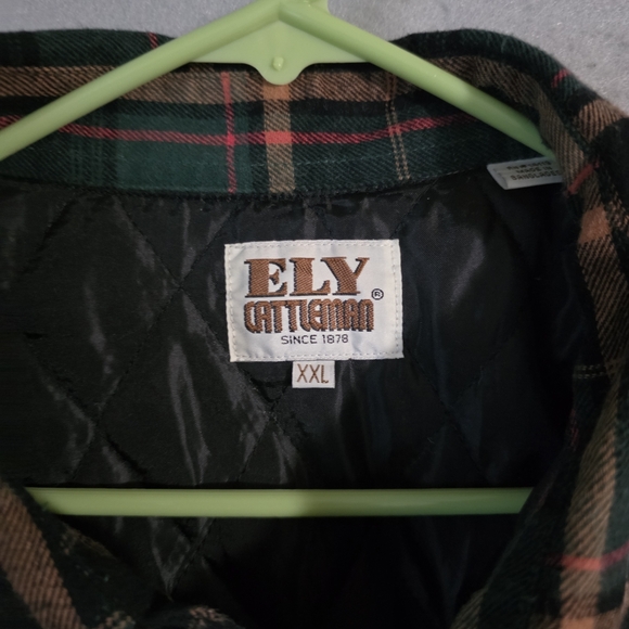 Ely Cattleman Mens Western Plaid Quilted Flannel Shacket Snap Button Size XXL - Picture 2 of 10